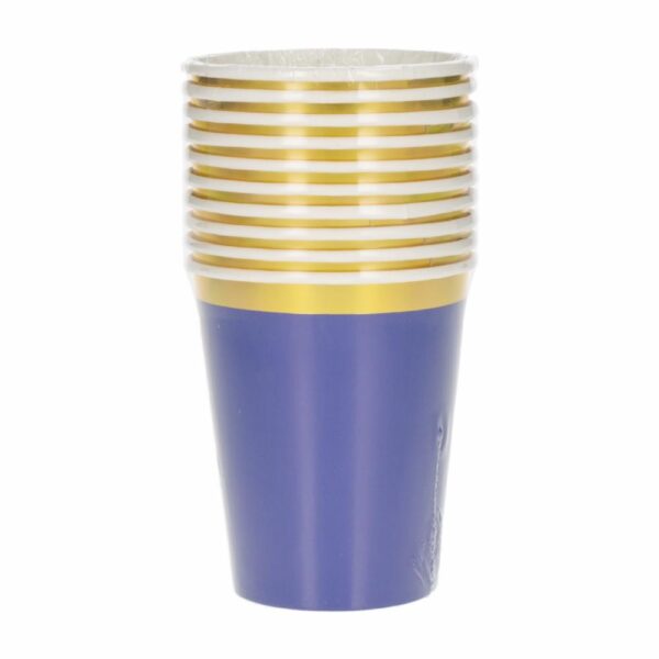 Vasos Desechables Color Azul Y Dorado IMPOR.CUMPLEAÑOS X 10 Uds