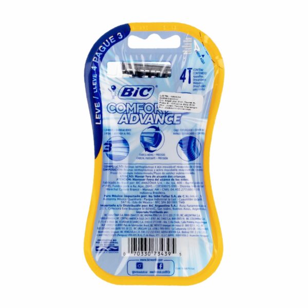 Afeitadora Desechable Caballero Comfort 3 Advance BIC X 4 Uds - Imagen 2