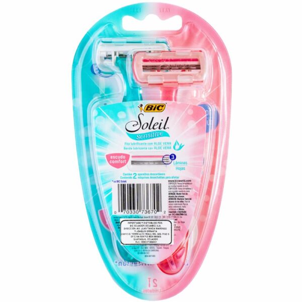Afeitadora Desechable De Mujer Solei Sensitive BIC X2 Uds - Imagen 2