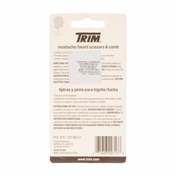 Tijera Para Bigote O Barba Con Peinilla De Acero Inoxidable TRIM Unidad - Imagen 2