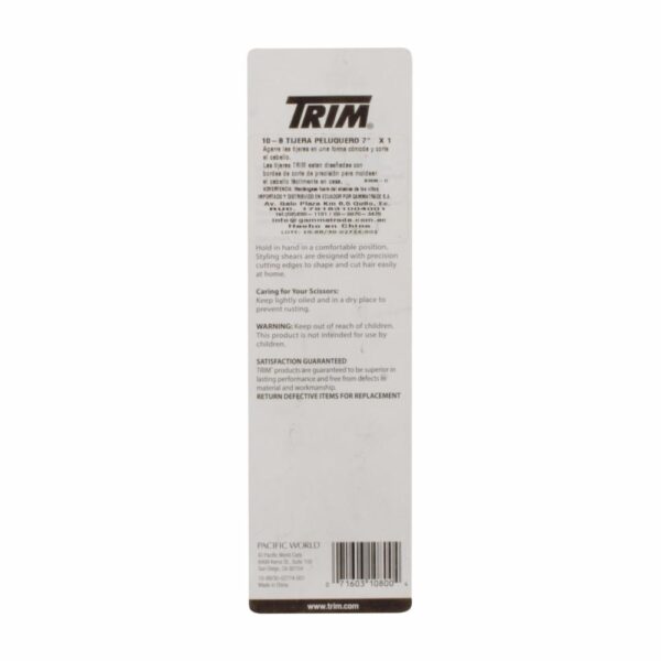 Tijera Para Cabello Peluquero N°7 De Acero Inoxidable TRIM Unidad - Imagen 2