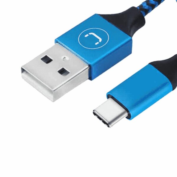 Cable De Carga USB C Cable Trenzado Azul UNNO TEKNO 1.5 Metros - Imagen 2