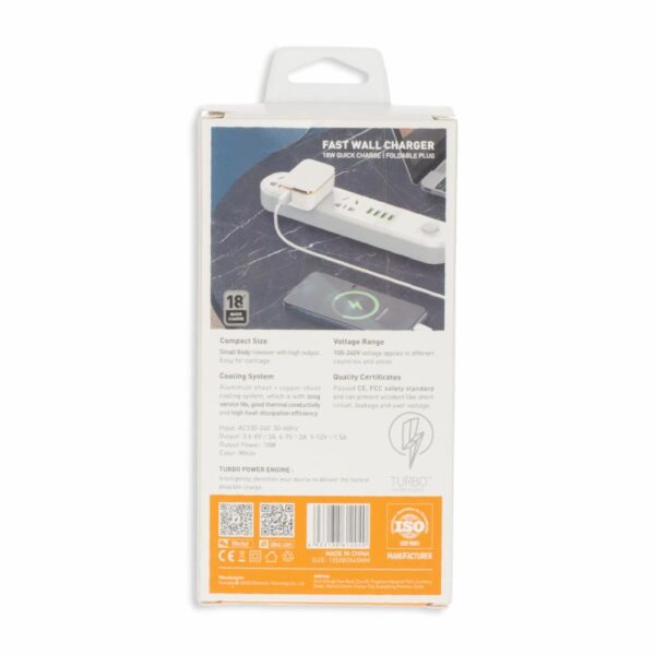 Cargador Rápido De Pared 1 USB-A + 1 Cable USB-C LDNIO 18 W - Imagen 5