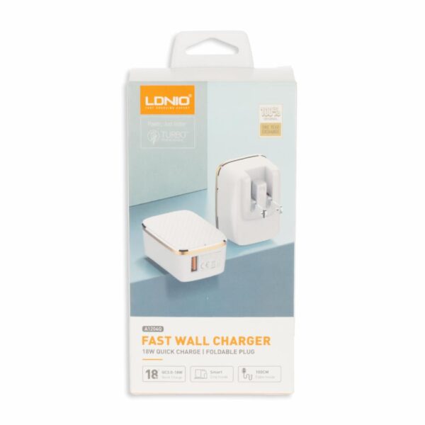 Cargador Rápido De Pared 1 USB-A + 1 Cable USB-C LDNIO 18 W - Imagen 4