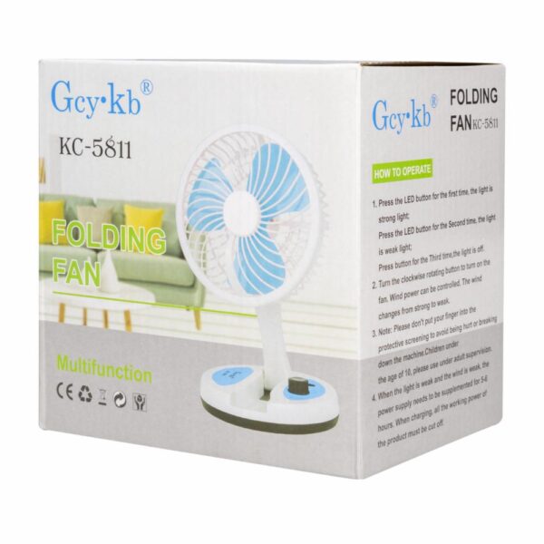 Ventilador Recargable Con Luz 28 Cm GCY.KB KC5811 - Imagen 3