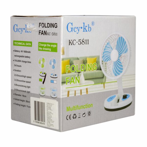 Ventilador Recargable Con Luz 28 Cm PC KC5811 - Imagen 4