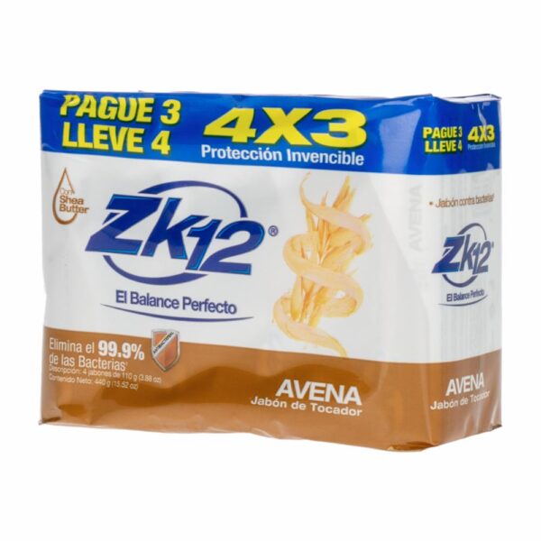 Jabón En Barra Antibacterial De Avena ZK12 4X110 G - Imagen 3