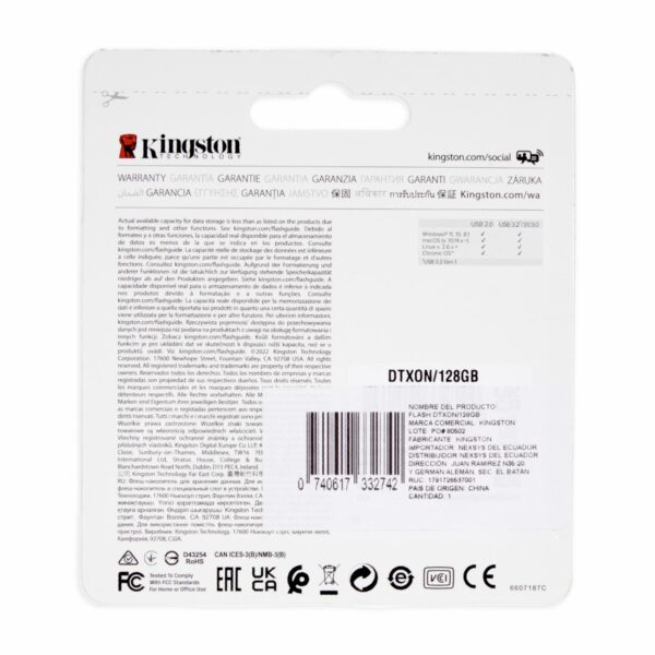 Memoria Flash Portable USB 3.2 Gen 1 KINGSTON 128 Gb - Imagen 2