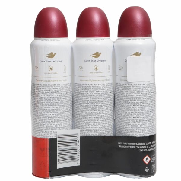 Desodorante En Aerosol Para Dama Dermo Aclarante DOVE 3 X 150 Ml - Imagen 3