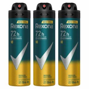 Desodorante En Aerosol Para Caballero V8 Nueva Fórmula REXONA 3 X 150 Ml