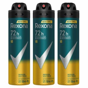 Desodorante En Aerosol Para Caballero V8 Nueva Fórmula REXONA 3 X 150 Ml