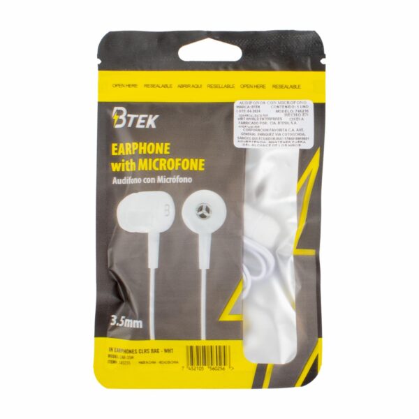 Audífonos 3,5 Mm EAR-35W BTEK Con Cable - Imagen 2