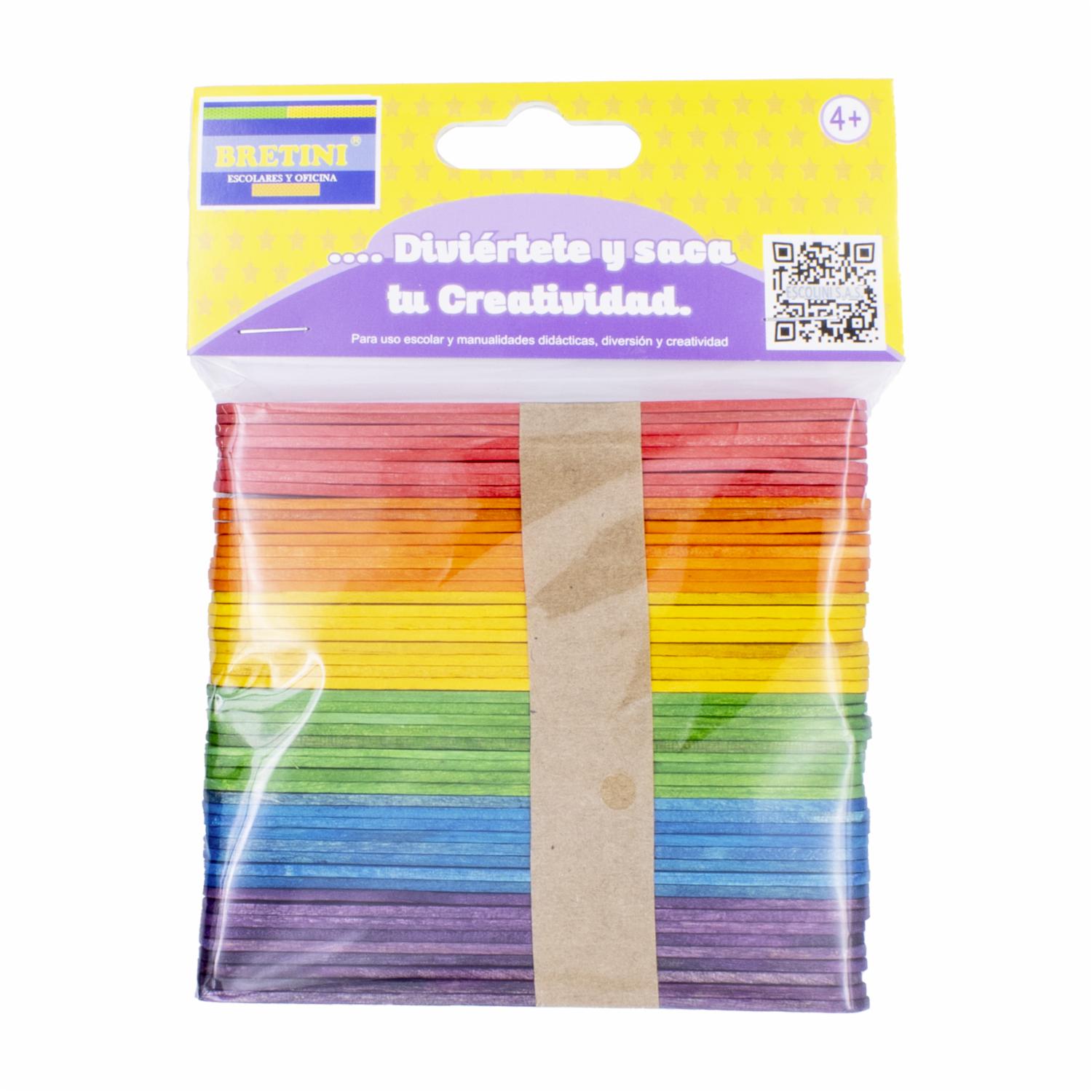 Palitos De Madera Varios Colores Para Manualidades BRETINI X 50