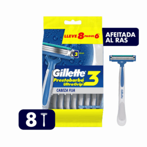 Afeitadora Desechable Caballero Prestobarba 3 Ultragrip Cabeza Fija GILLETTE X 8 Uds
