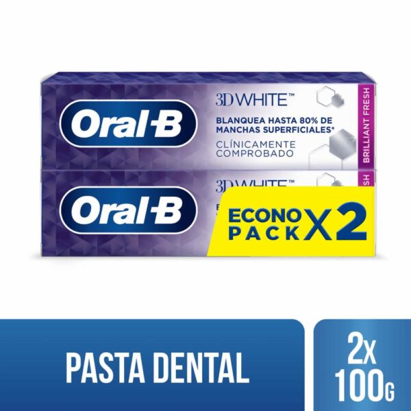 Crema Dental 3D White ORAL B 2 X 75 Ml - Imagen 3