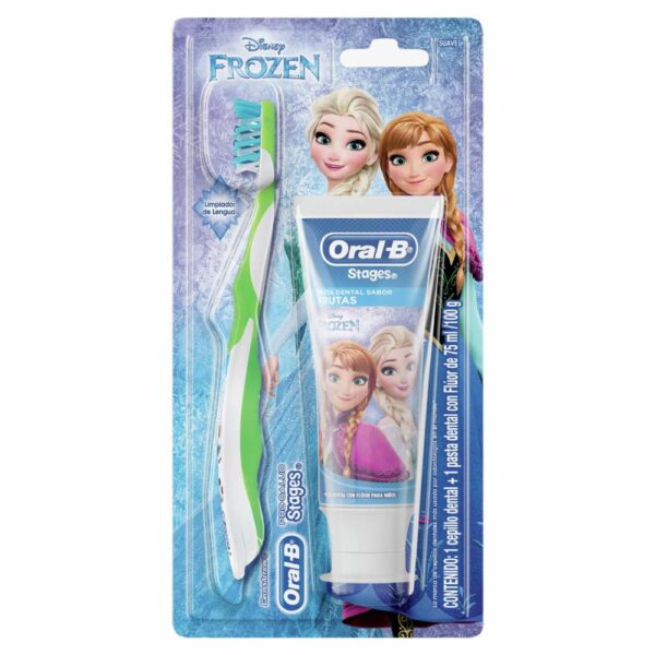 Kit Higiene Bucal Infantil Frozen Pasta + Cepillo ORAL B X2 Uds