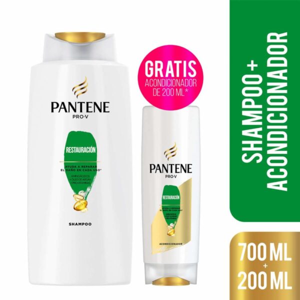 Shampoo Restauración 700 Ml Gratis Acondicionador 200 Ml PANTENE X2 Uds - Imagen 3
