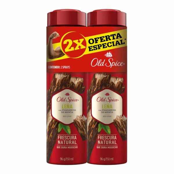 Body Spray Leña OLD SPICE 2 X 96 G