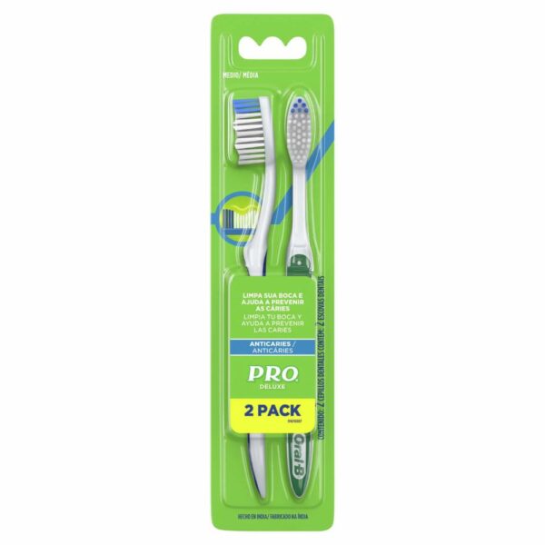 Cepillo Dental Deluxe Anticaries Cerdas Medianas PRO X2 Uds