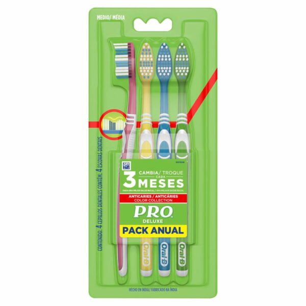 Cepillo Dental Anticaries Colors Cerdas Medianas PRO X4 Uds