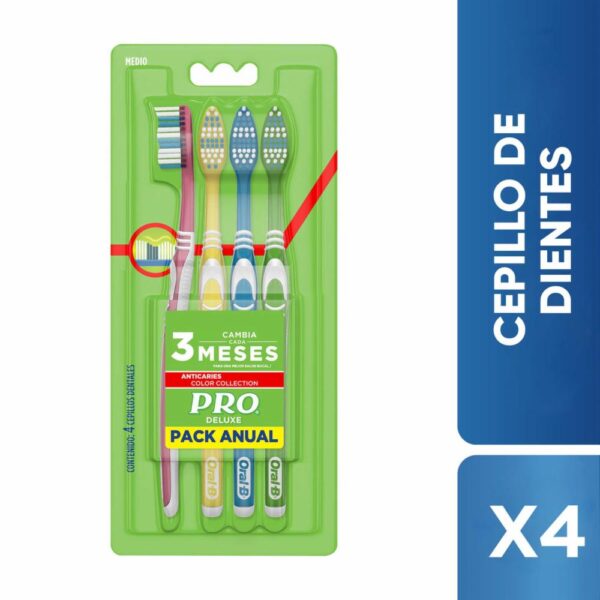 Cepillo Dental Anticaries Colors Cerdas Medianas PRO X4 Uds - Imagen 3