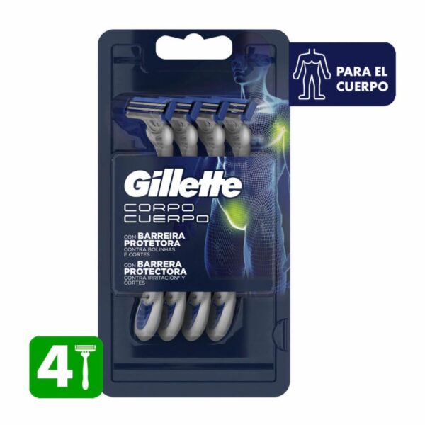 Afeitadora Desechable Caballero Para El Cuerpo GILLETTE X 4 Uds