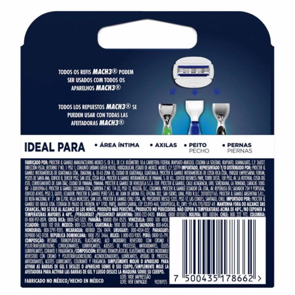 Repuesto Afeitadora Caballero Para El Cuerpo Mach 3 GILLETTE X 2 Uds - Imagen 2