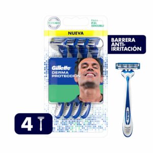 Afeitadora Desechable Caballero Derma Protección Pieles Sensibles GILLETTE X 4 Uds