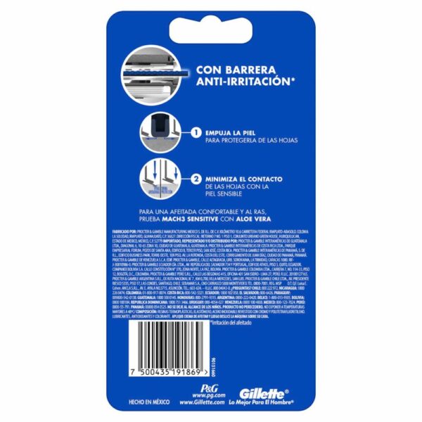Afeitadora Desechable Caballero Derma Protección Pieles Sensibles GILLETTE X 4 Uds - Imagen 2