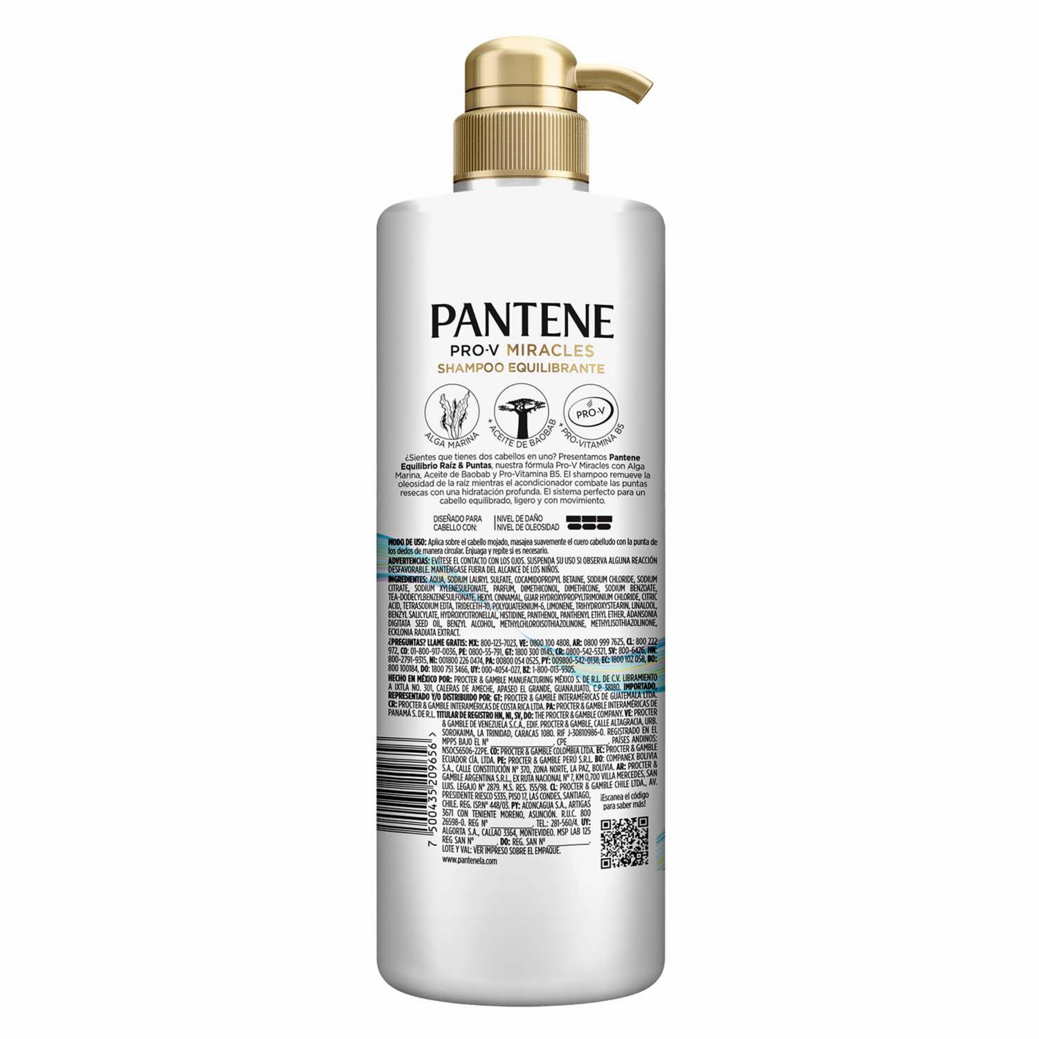 Shampoo Equilibrio Raíz y Puntas Pro-V Miracles PANTENE 510 Ml - Imagen 2