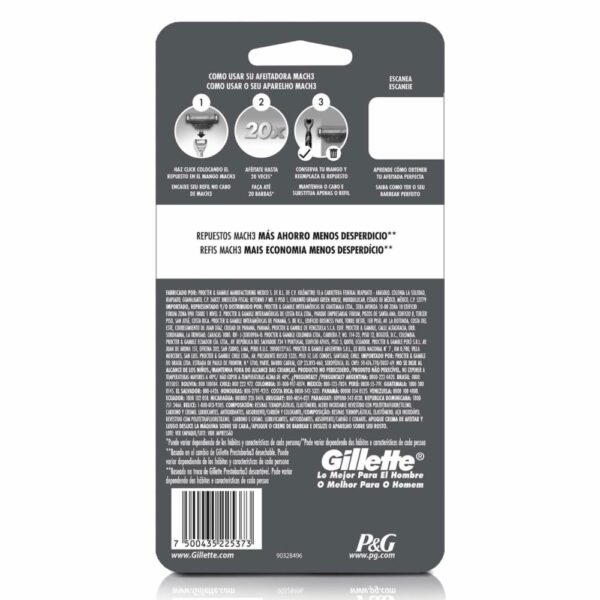 Máquina De Afeitar Caballero Mach 3 Carbono GILLETTE Unidad - Imagen 2