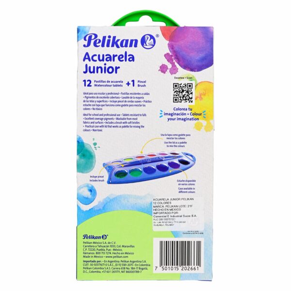 Acuarelas En Patilla Junior Con Pincel Gratis PELIKAN X 13 Colores - Imagen 2
