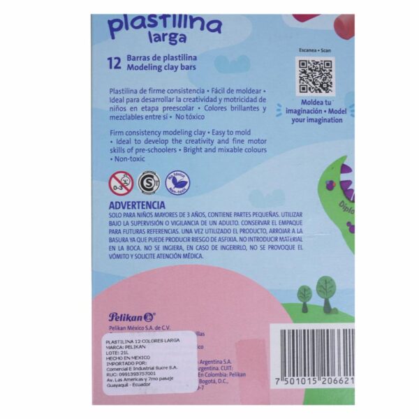 Plastilina Moldeable Larga PELIKAN X 12 Uds - Imagen 2