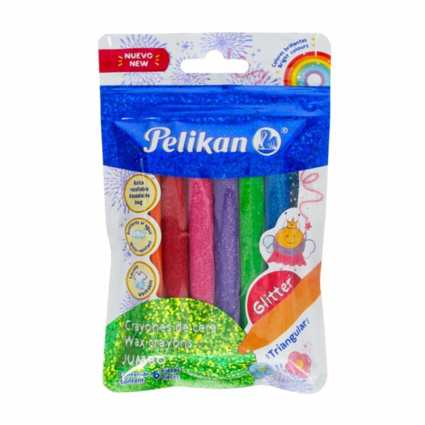 Crayones Jumbo Triangular De Colores Escarchado PELIKAN X 6 Uds