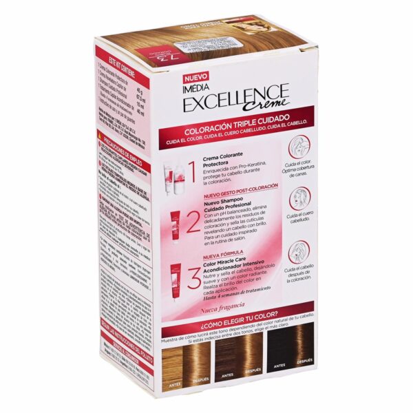 Tinte Para Cabello Tono 7.3 Rubio Dorado EXCELLENCE L´ORÉAL 1 Kit - Imagen 2
