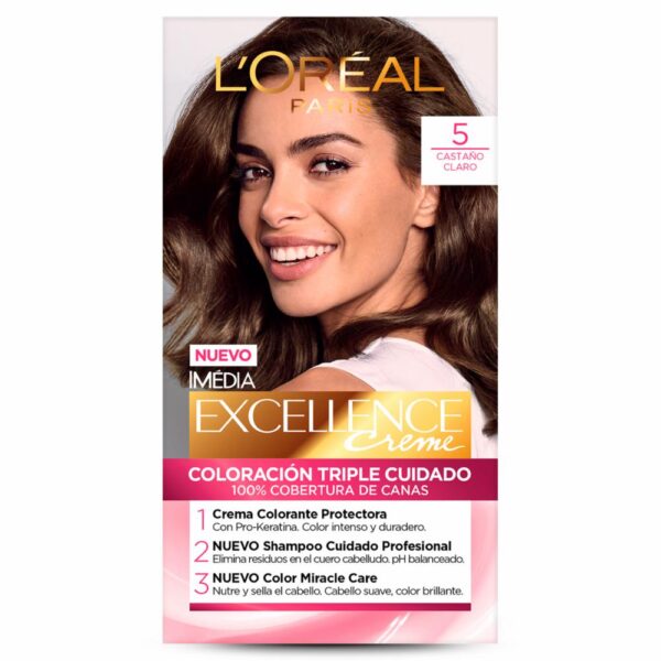Tinte Para Cabello Tono 5 Castaño Claro EXCELLENCE L´ORÉAL 1 Kit - Imagen 2