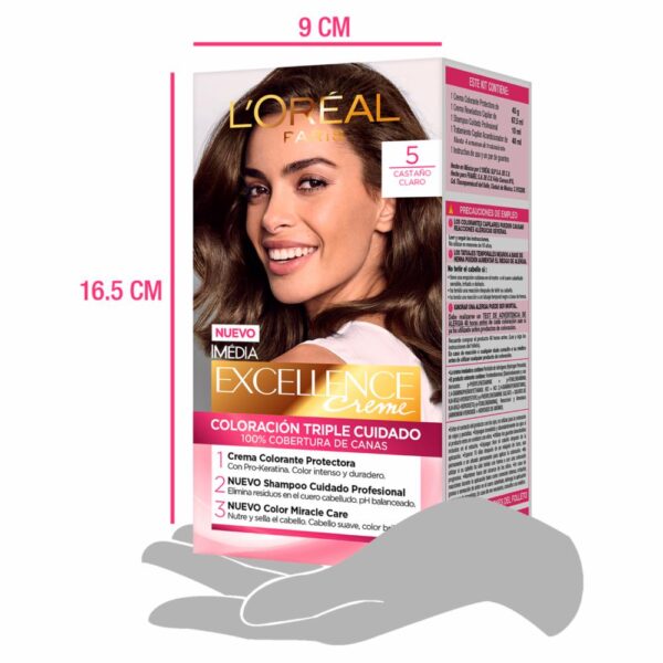 Tinte Para Cabello Tono 5 Castaño Claro EXCELLENCE L´ORÉAL 1 Kit - Imagen 6