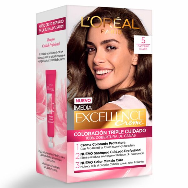 Tinte Para Cabello Tono 5 Castaño Claro EXCELLENCE L´ORÉAL 1 Kit - Imagen 7