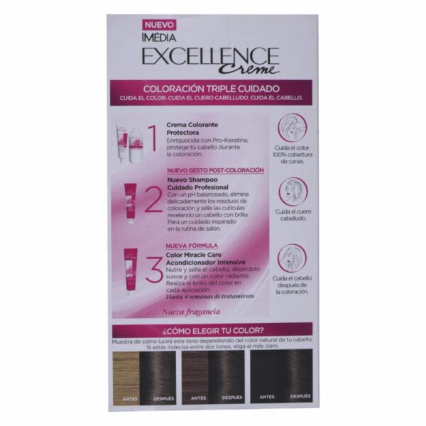 Tinte Para Cabello Tono 5.1 Castaño Claro Ceniza EXCELLENCE L´ORÉAL 1 Kit - Imagen 3