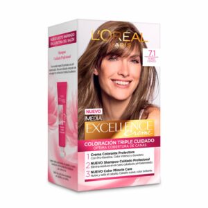 Tinte Para Cabello Tono 7.1 Rubio Cenizo EXCELLENCE L´ORÉAL 1 Kit