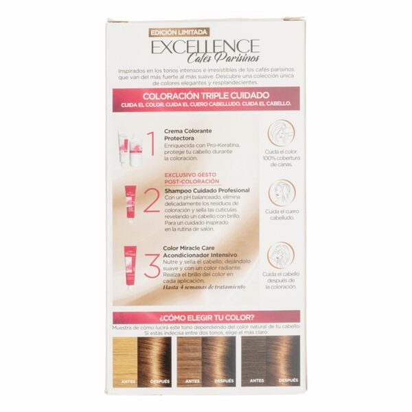 Tinte Para Cabello Tono 5.3 Castaño Claro Dorado EXCELLENCE L'ORÉAL PARIS 1 Kit - Imagen 3