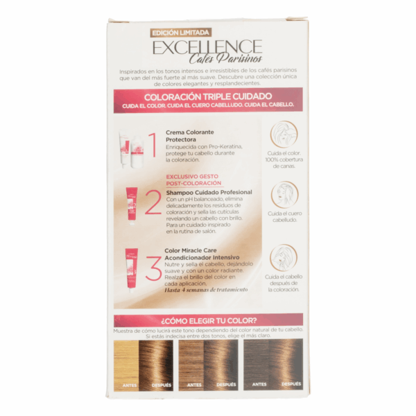 Tinte Para Cabello Tono 5.3 Castaño Claro Dorado EXCELLENCE L'ORÉAL PARIS 1 Kit - Imagen 4