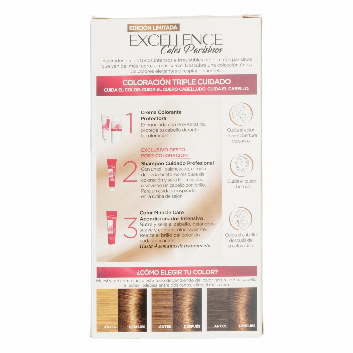 Tinte Para Cabello Tono 5.3 Castaño Claro Dorado EXCELLENCE L'ORÉAL PARIS 1 Kit - Imagen 3