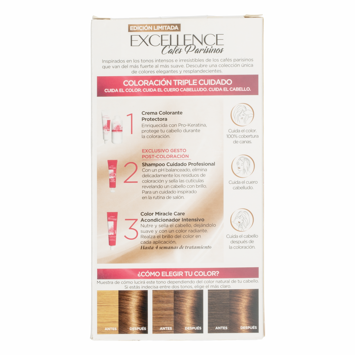 Tinte Para Cabello Tono 5.3 Castaño Claro Dorado EXCELLENCE L'ORÉAL PARIS 1 Kit - Imagen 4