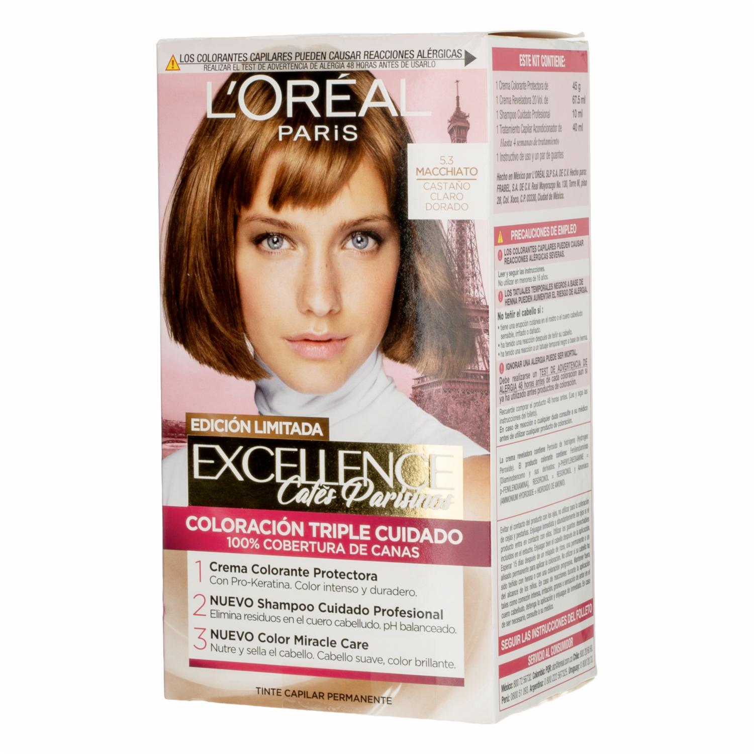 Tinte Para Cabello Tono 5.3 Castaño Claro Dorado EXCELLENCE L'ORÉAL PARIS 1 Kit - Imagen 5