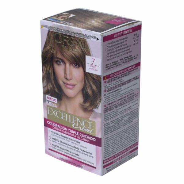 Tinte Para Cabello Tono 7 Rubio Vainilla EXCELLENCE L´ORÉAL 1 Kit