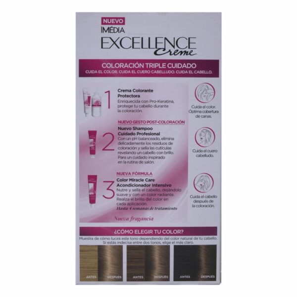 Tinte Para Cabello Tono 7 Rubio Vainilla EXCELLENCE L´ORÉAL 1 Kit - Imagen 3