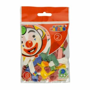 Globo Payaso N. 2 Pastel Surtido Carnaval PAYASO x 100 unidades