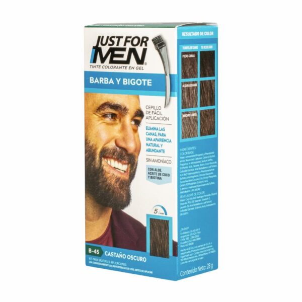 Tinte Para Barba Y Bigote En Gel Sin Amoníaco N° B-45 Castaño Oscuro JUST FOR MEN 1 Kit - Imagen 4