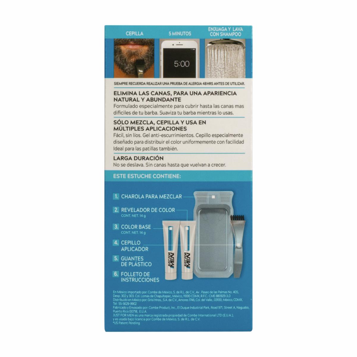 Tinte Para Barba Y Bigote En Gel Sin Amoníaco N° B-55 Negro JUST FOR MEN 1 Kit